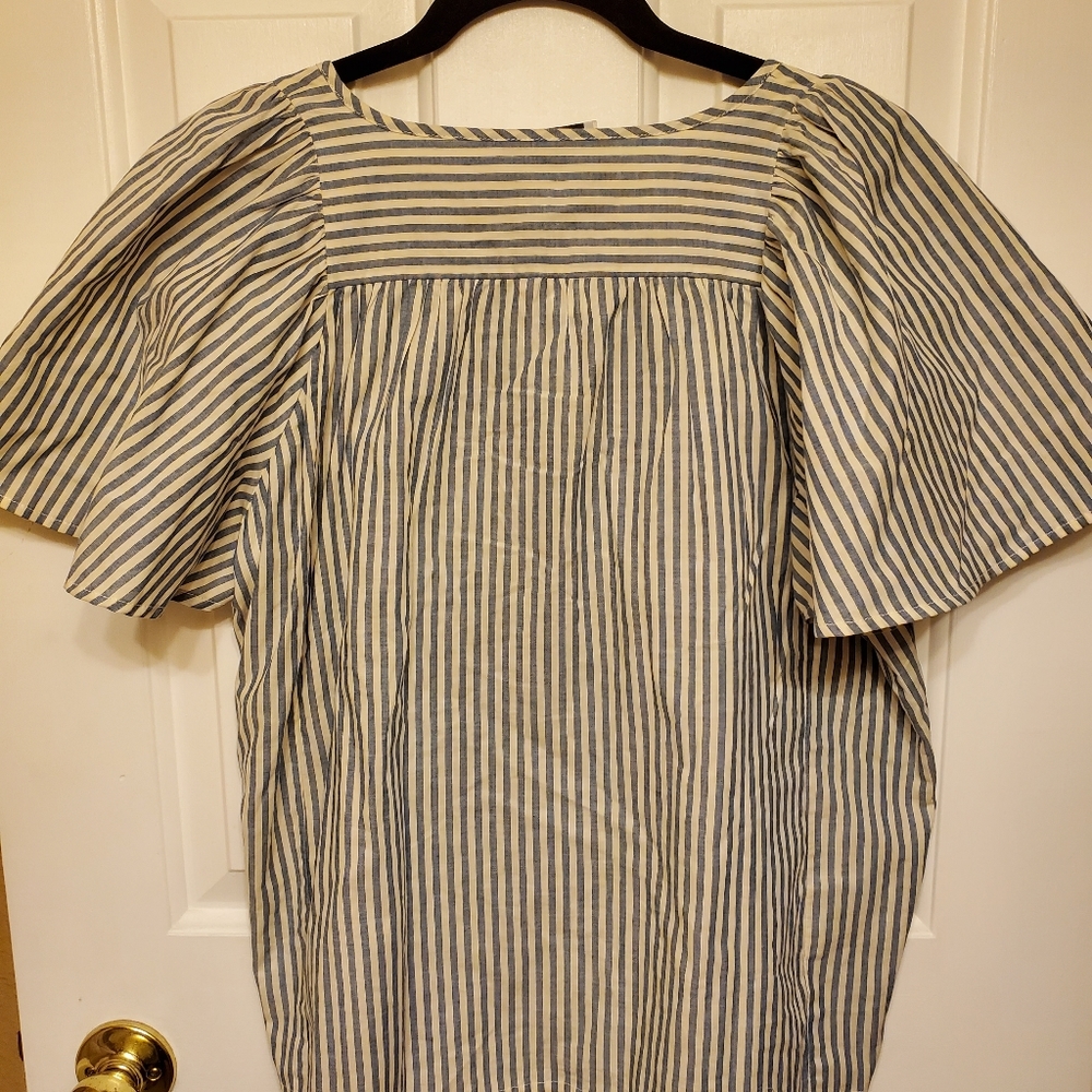 Nwt Madewell Courtyard Stripe Flutter Sleeve Top - image 2